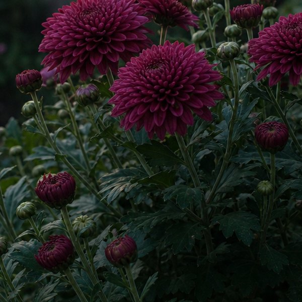 Garden plants growing by sunlight and time — detail