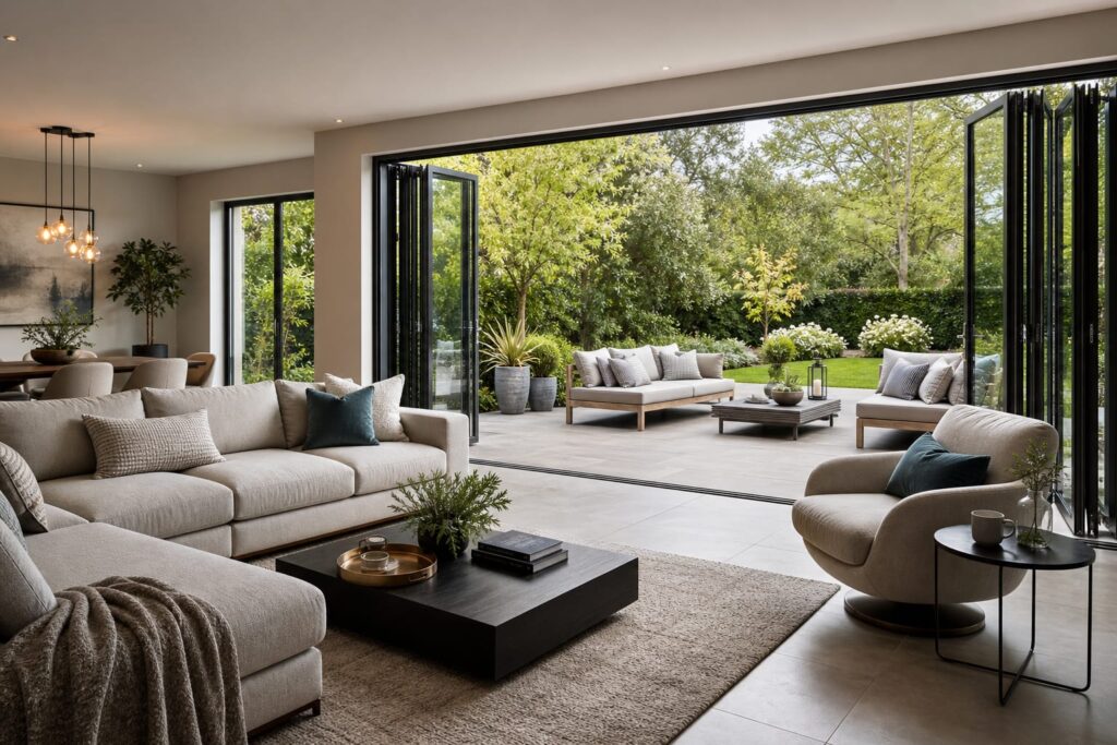 Featured image for 5 Living Room Ideas that Put Bifold Doors Front and Centre
