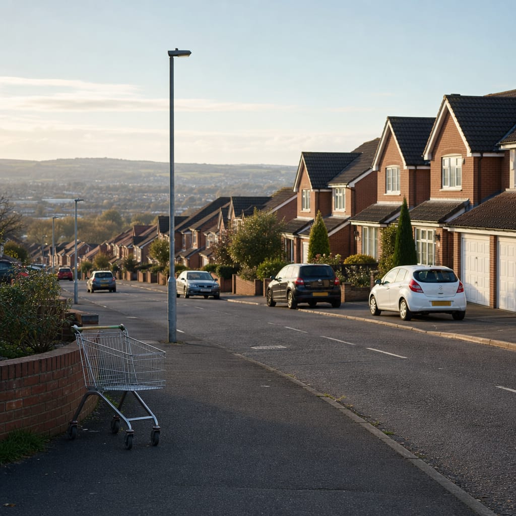 Affordable neighborhood street with modest houses
