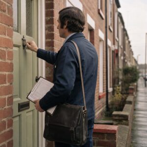 Engineer at door ready with diagnosis
