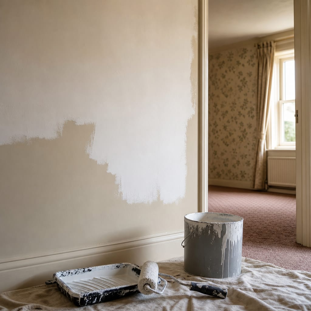 Empty room being redecorated after death