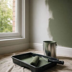 Person painting interior wall with brush