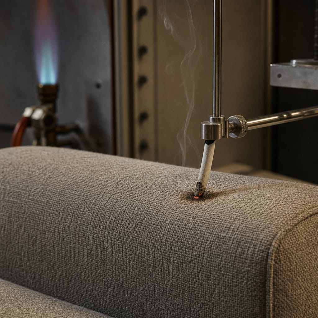 Furniture tested for fire safety standards