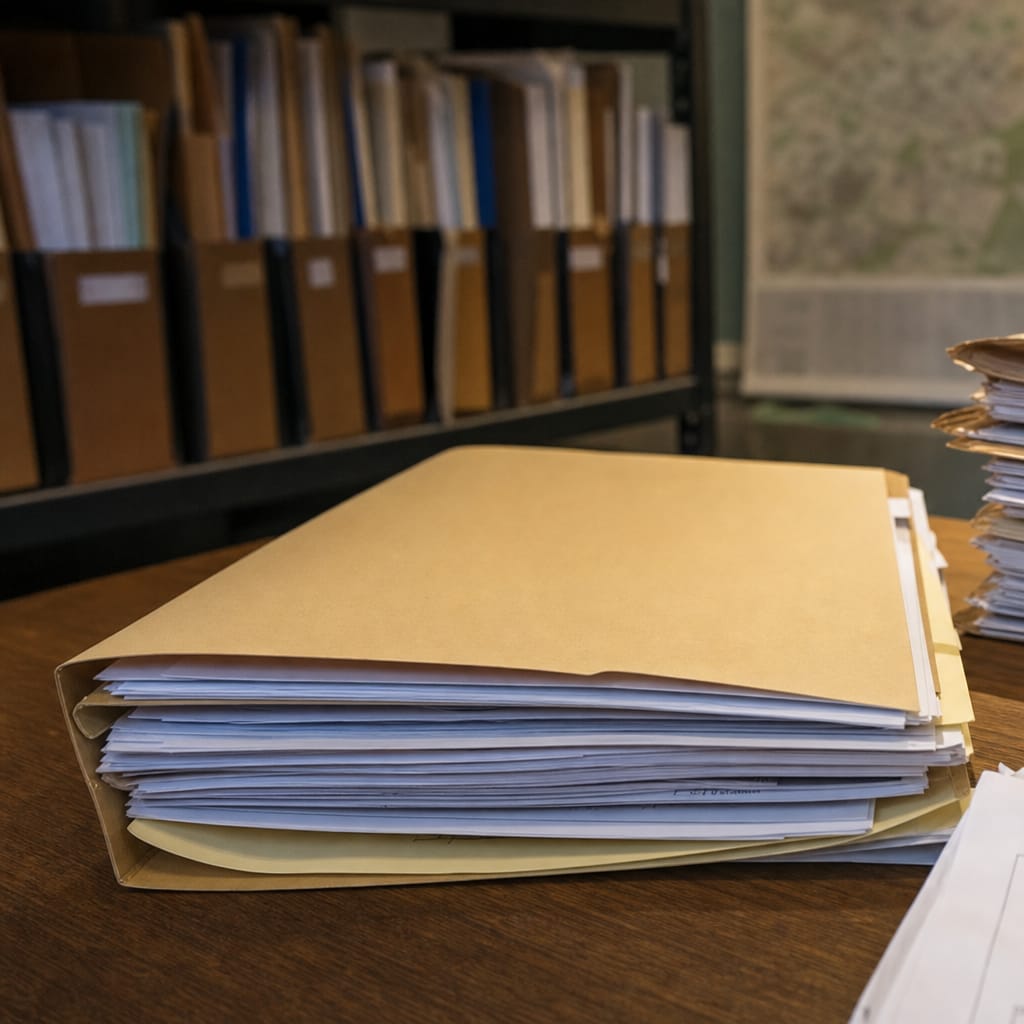 House exterior with legal documents overlay