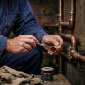 Expert plumber sharing traditional techniques