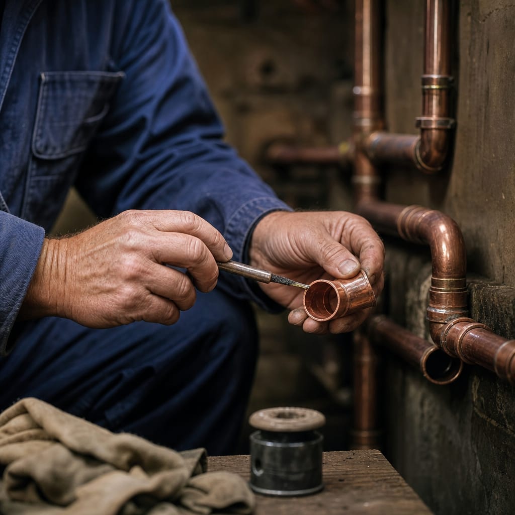 Expert plumber sharing traditional techniques