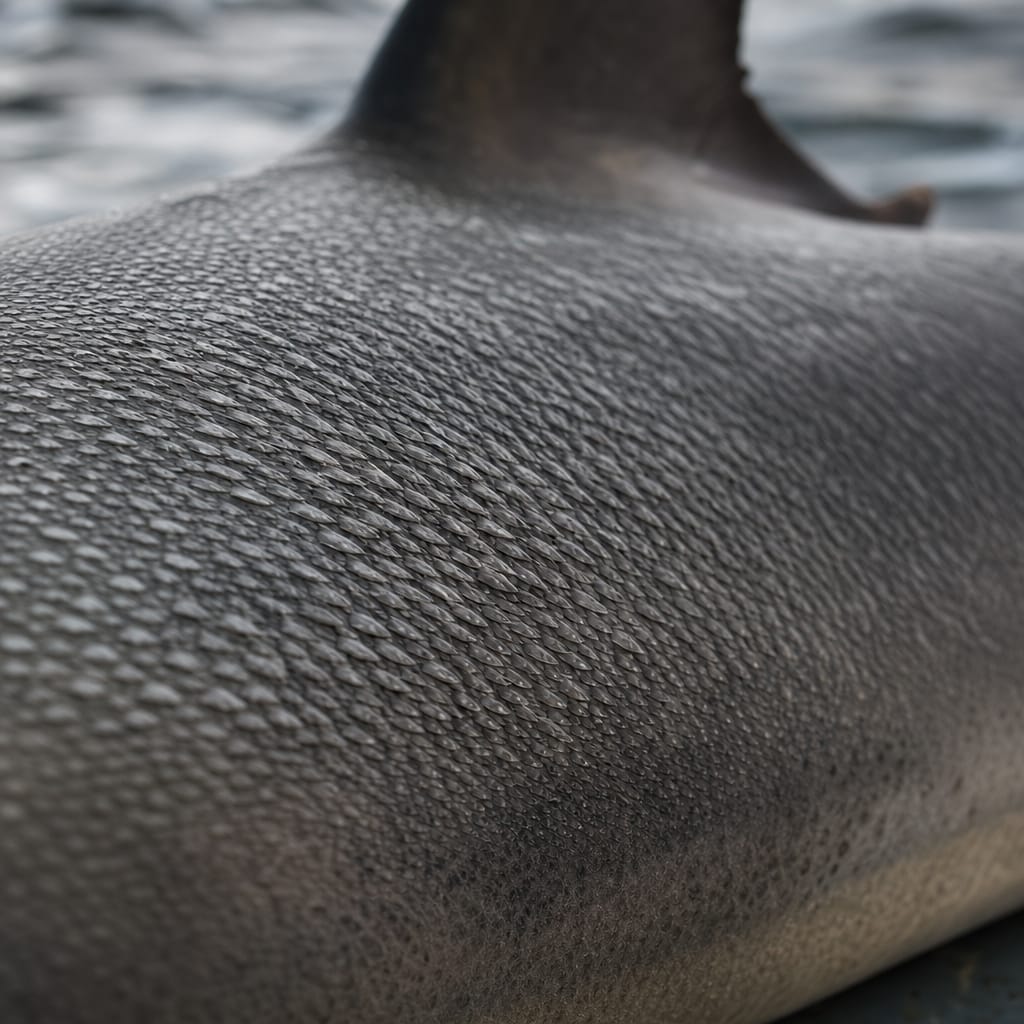 Close-up of shark skin texture on sandpaper