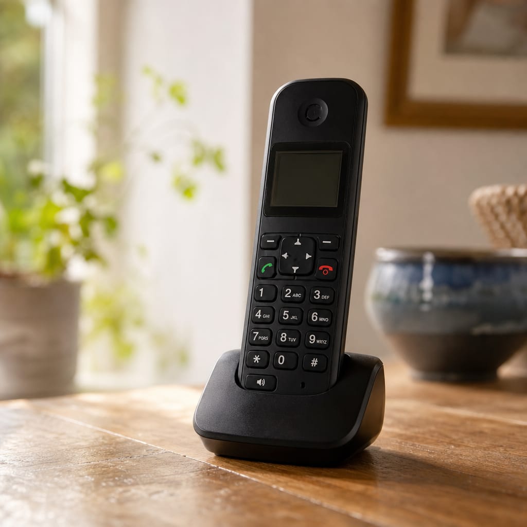 Deaf person using telephone device